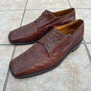 David Eden Crocodile  Handmade Men Oxford Shoes Sz- 12